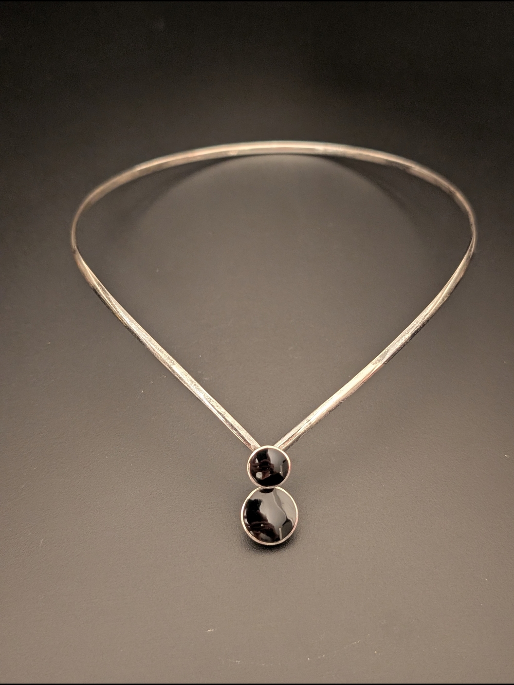 Silver Choker Necklace With Black Onyx